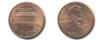 США 1 ЦЕНТ 2004 ЛИНКОЛЬН KM 201b цинк плакированный медью 86-458