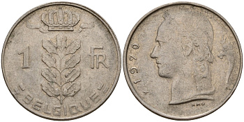 Бельгия 1 франк 1970 Belgique, Бодуэн I (1951-1993) KM 142 медно-никель 4156-624