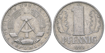 ГДР 1 пфенниг 1964 А KM 8.1 алюминий 3458-169