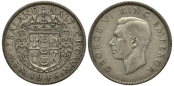 Новая Зеландия 1/2 кроны 1946 Георг VI (1936-1952) KM 11 серебро 272-1122