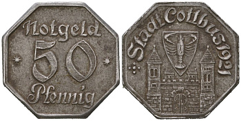 Котбус (Пруссия, Бранденбург) 50 пфеннингов 1921 Funck 82.3, Men05 4655.3, Men18 5864.3 железо 1515-112