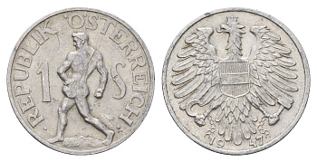 Австрия 1 шиллинг 1947 KM 2871 алюминий 4675-443