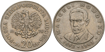 Польша 20 злотых 1976 Марсель Новотко Y 69 медно-никель 4157-121