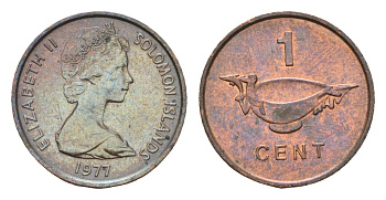 Соломоновы острова 1 цент 1977 чаша KM 1 бронза UNC 4164-811