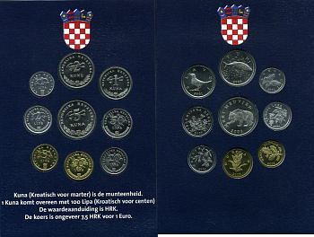 Хорватия набор из 9 монет 2001-2005 плюс жетон Европа - Хорватия, Дубровник UNC, PROOF  00-00