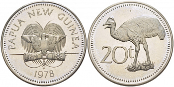 Папуа-Новая Гвинея 20 тойя 1978 старус KM 5 медно-никель UNC 00-00