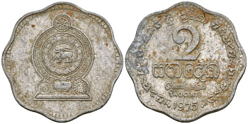 Шри-Ланка 2 цента 1975 KM 138 алюминий 4136-538