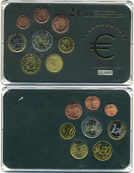 Финляндия евронабор из 8 монет 2000-2006 в пластике UNC 7-4-1-11