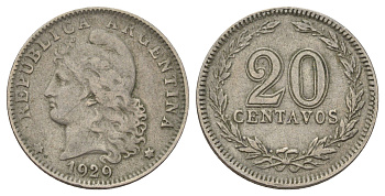Аргентина 20 сентаво 1929 KM 36 медно-никель 4603-424