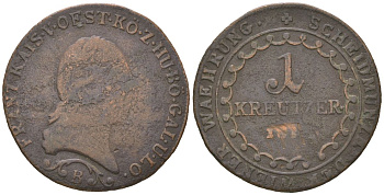 Австрия 1 крейцер 1812 B, Франц II (1792-1835) KM 2112 медь 110-914
