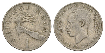 Танзания 1 шиллинг 1966 KM 4 медно-никель 4641-943
