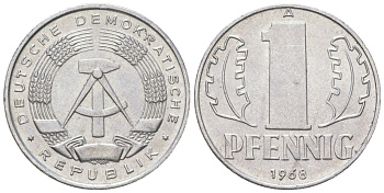 ГДР 1 пфенниг 1968 A KM 8.1 алюминий aUNC 4547-333