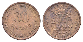 Португальский Тимор 30 сентаво 1958 год-тип KM 11 бронза 413-1325