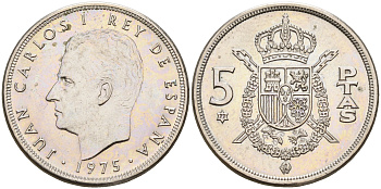 Испания 5 песет 1975 (77) Хуан Карлос I KM 807 медно-никель    4143-242