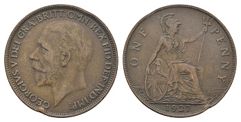Великобритания 1 пенни 1927 Георг V (1910-1936) KM 826, Spink 4054 бронза 4661-712