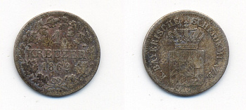 Бавария 1 крейцер 1869 Людвиг II (1864-1886) KM 487 серебро 71-1519