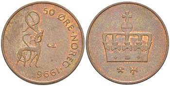 Норвегия 50 эре 1996 Харальд V (1991- ) KM 460 бронза 213-714