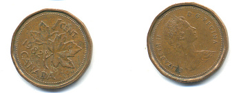 Канада 1 цент 1982 Елизавета II (1952-2022), кленовый лист KM 132 бронза 177-1455