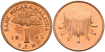 Малайзия 1 сен 1995 KM 49 сталь плакированная медью 4567-824
