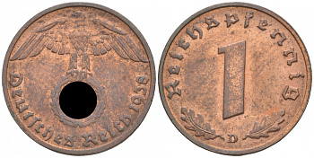 ГЕРМАНИЯ 1 РЕЙХСПФЕННИГ 1938 D J 361, KM 89 бронза aUNC 73-652