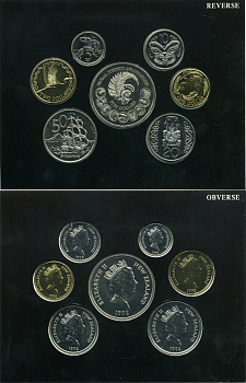 Новая Зеландия официальный набор из 7 монет 1992 25 лет десятичной системе, в оригинальном картонном буклете UNC 1-4-1-20