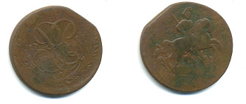 РОССИЯ 1 КОПЕЙКА 1757 медь 61-134