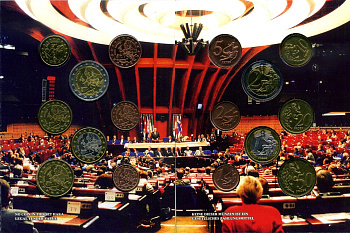 ФРГ набор из 8 монет 2005 1 евроцент-2 евро, европробники, в оригинальном буклете, расширение Европы UNC 3-4-11-34