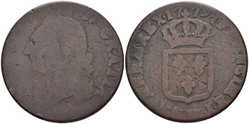 ФРАНЦИЯ 1 СУ 1779 ЛЮДОВИК XVI (1774-1793) KM 578 медь 28-623