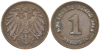 Германия 1 пфенниг 1915 F, Вильгельм II (1888-1918) KM 10, J. 10 медь 4615-719