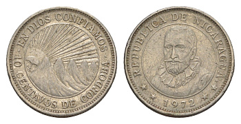 Никарагуа 10 сентаво 1972 KM 17.2a сталь плакированная никелем 4649-555