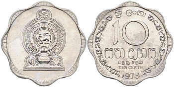 Цейлон 10 центов 1978 KM 140 a алюминий 4586-325