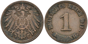 Германия 1 пфенниг 1911 D KM 10, J. 10 медь 4576-211