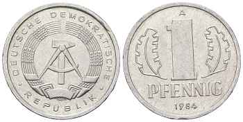 ГДР 1 пфенниг 1984 A KM 8.2 алюминий aUNC 201-627