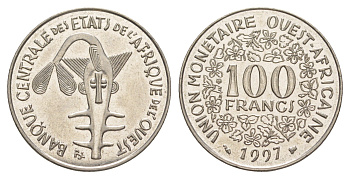 Западная Африка (BCEAO) 100 франков 1997 KM 4 никель aUNC 4619-456