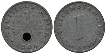 Германия 1 рейхспфенниг 1944 B KM 97, J. 369 цинк 4668-1152