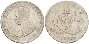 Австралия 6 пенсов 1917 M, Георг V (1910-1936) KM 25 серебро 4623-149