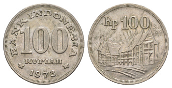 Индонезия 100 рупий 1973 хижина минангкабау KM 36 медно-никель aUNC 4637-421