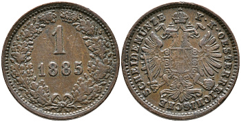 АВСТРИЯ 1 КРЕЙЦЕР 1885 БОЛЬШОЙ ОРЁЛ KM 2187 медь 100-519