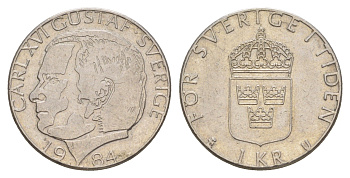 Швеция 1 крона 1984 Карл XVI KM 852a медно-никель 4650-453