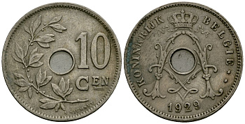 Бельгия 10 сантимов 1929 Belgie KM 86 медно-никель 4395-1034