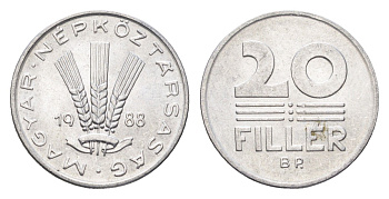 Венгрия 20 филлеров 1988 BP KM 573 алюминий 4668-136