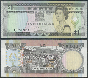 Фиджи 1 доллар ND (1987) Pick 86 бумага UNC (пресс) 7553-31-2-2