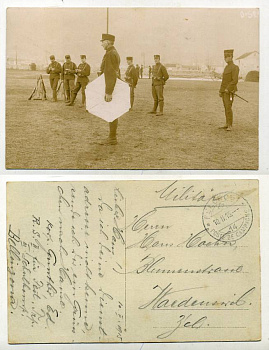 ШВЕЙЦАРИЯ ОТКРЫТКА 1915 I-АЯ МИРОВАЯ ВОЙНА, СОЛДАТЫ НА УЧЕНИЯХ, ПИСЬМО бумага 153-24-22