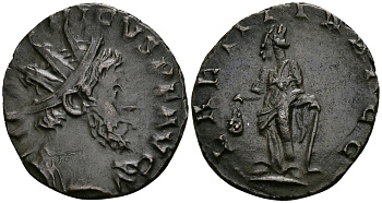 Римская Империя (императоры в Галлии) антониниан 273 - 274 Тетрик I LAETITIA AVGG Летиция, персонификация Радости Колония Агриппины (Кельн) Good Very fine RIC 88 бронза 1073-2-7-2