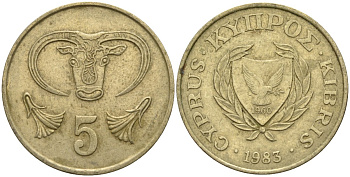 Кипр 5 центов 1983 голова быка KM 55.1 никель латунь 4141-855