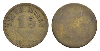 Германия игровой жетон в 15 пфеннигов ND без отметки латунь 4636-1259