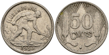 Люксембург 50 сантимов 1930 Шарлотта (1918-1964) KM 43 никель 4602-749