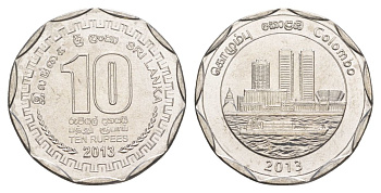 Шри-Ланка 10 рупий 2013 серия административные округа Шри Ланки, Коломбо, небоскребы KM 195 нержавеющая сталь UNC 4635-935