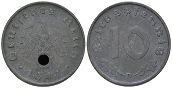 Германия 10 рейхспфеннигов 1941 D KM 101, J. 371 цинк    4656-113