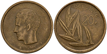 Бельгия 20 франков 1981 Belgique, Бодуэн I (1951-1993) KM 159 никель бронза 4601-343